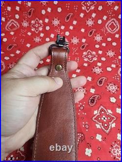 Levy's Cab1 Cabelas Stitched Leather Rifle Sling Suede Backed With Swivels