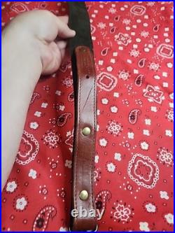 Levy's Cab1 Cabelas Stitched Leather Rifle Sling Suede Backed With Swivels