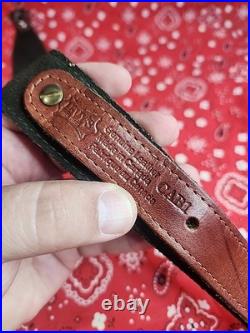 Levy's Cab1 Cabelas Stitched Leather Rifle Sling Suede Backed With Swivels