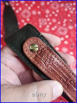 Levy's Cab1 Cabelas Stitched Leather Rifle Sling Suede Backed With Swivels