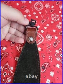Levy's Cab1 Cabelas Stitched Leather Rifle Sling Suede Backed With Swivels