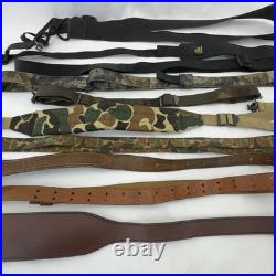 Lot of 10 Vintage Gun Slings & Straps Leather & Camo Nylon