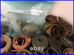 Lot of 32 Vintage Military Rifle Slings Canvas Leather Military WWII Vietnam