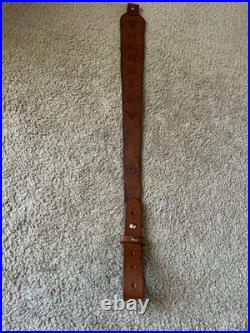Marlin Brown Custom Leather Rifle Sling Hand Tooled And Made in the USA