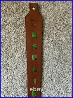 Marlin Brown Custom Leather Rifle Sling Hand Tooled And Made in the USA