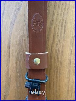 Marlin Brown Leather 3 Point Military Style Sling 1894 1895 336 Embossed Brass Marlin Brown Leather 3 Point Military Style Sling 1894 1895 336 Embossed Brass