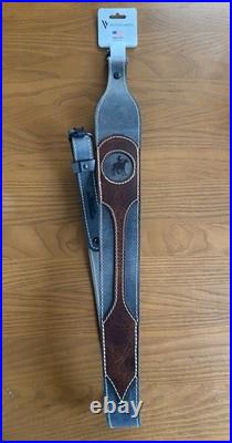 Marlin Leather Rifle Sling Engraved Logo 336 1894 1895 Gray Brown With Swivels