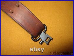 Military Style 1 Inch Leather Adjustable Rifle Sling with Q. D. Swivel