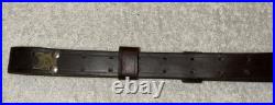 Military Style Rifle Sling 1-1/4 Inch Dark Brown Leather