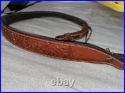 Murray Brothers quick rifle leather sling withHand Tooled Oak Leaf design