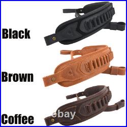 NEW Cow Hide Leather Rifle Shell Holder Sling Strap for. 30-30.308,12GA. 22LR
