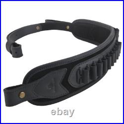 NEW Cow Hide Leather Rifle Shell Holder Sling Strap for. 30-30.308,12GA. 22LR