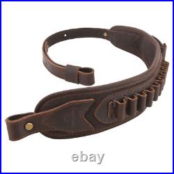NEW Cow Hide Leather Rifle Shell Holder Sling Strap for. 30-30.308,12GA. 22LR