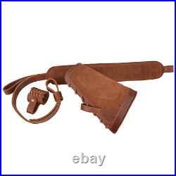 NO DRILL Leather Gun Buttstock + Loop + Rifle Sling for. 22LR. 308.30/30.45/70