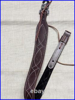 New USA made BROWNING leather RIFLE SLING hunting COWHIDE gun STICHED belt