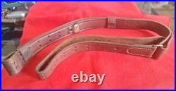 Nice Hunter 200-1 1/4 Brown Leather 1 1/4 Rifle Sling Strap Adjustable Milita