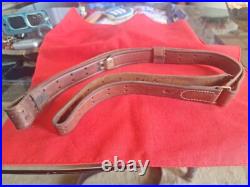 Nice Hunter 200-1 1/4 Brown Leather 1 1/4 Rifle Sling Strap Adjustable Milita