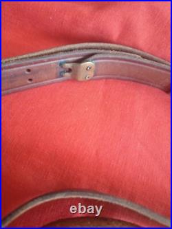 Nice Hunter 200-1 1/4 Brown Leather 1 1/4 Rifle Sling Strap Adjustable Milita