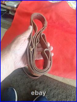 Nice Hunter 200-1 1/4 Brown Leather 1 1/4 Rifle Sling Strap Adjustable Milita