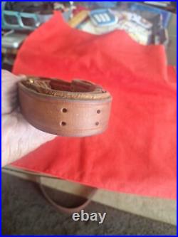 Nice Hunter 200-1 1/4 Brown Leather 1 1/4 Rifle Sling Strap Adjustable Milita