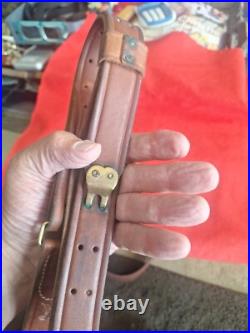 Nice Hunter 200-1 1/4 Brown Leather 1 1/4 Rifle Sling Strap Adjustable Milita