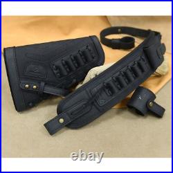 No Drill Hunting Canvas Leather Rifle Buttstock + Sling Strap + Barrel Mount
