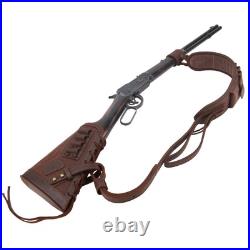 No Drill Leather Gun Sling Loop Mount with Rifle Cheek Rest Shell Holder for