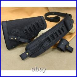 No Drill Leather Gun Sling Loop Mount with Rifle Cheek Rest Shell Holder for