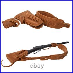 No Drill Leather Rifle Gun Buttstock Cheek Rest with Gun Sling. 30/30.308.22LR