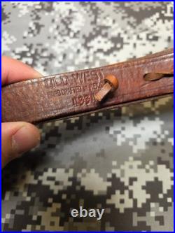 Old West Tooled Oak Leaf Pouch Handcrafted Leather Suede Backed Rifle Sling