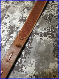 Old West Tooled Oak Leaf Pouch Handcrafted Leather Suede Backed Rifle Sling