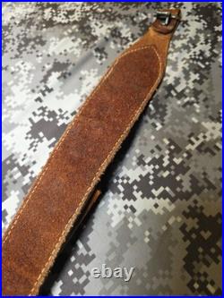 Old West Tooled Oak Leaf Pouch Handcrafted Leather Suede Backed Rifle Sling