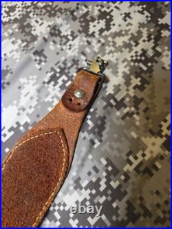 Old West Tooled Oak Leaf Pouch Handcrafted Leather Suede Backed Rifle Sling