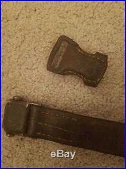 Original WWII German Military Leather Rifle Sling K98 Mauser with Keeper