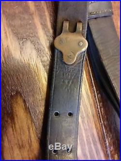 Original WWI US 1907 Leather Rifle Sling, LADEW 1917 L. H. A. WWII USGI