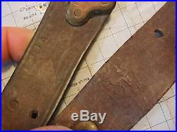 Original Wwi 1917 Pair Of Leather Sling Strap Sections For'03 Rifle