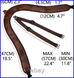 PU Leather Adjustable Rifle Sling with Double Strap and Knife Pouch