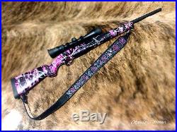 Padded Custom Leather Gun Sling Pink Purple Rose Rifle Sling Muddy Girl Handmade