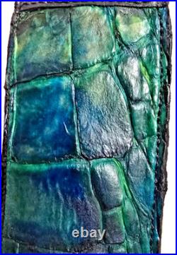 Padded RIFLE Firearm SLING with Authentic ALLIGATOR skin Aqua blue leather strap