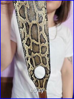 Padded RIFLE Firearm SLING with Authentic BURMESE PYTHON Snake brown leather