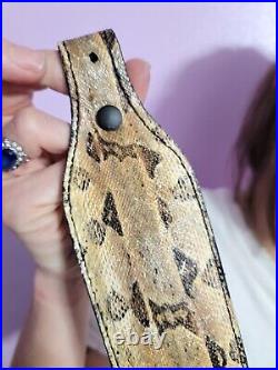 Padded RIFLE Firearm SLING with Authentic Boa Snake skin brown leather strap