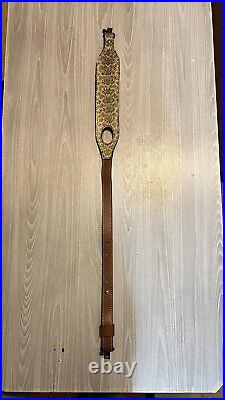 Padded Rifle Sling with Authentic Rattlesnake skin brown leather strap