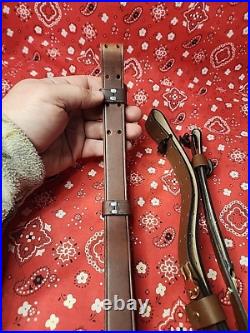 Pair Of Leather Rifle Sling Buckle Rifle Sling Right Side Made In Canada