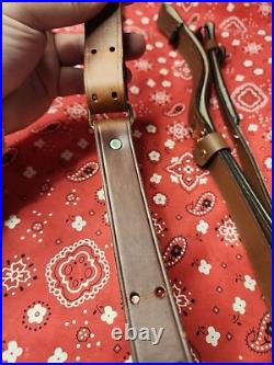 Pair Of Leather Rifle Sling Buckle Rifle Sling Right Side Made In Canada