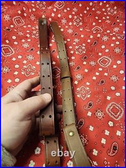 Pair Of Leather Rifle Sling Buckle Rifle Sling Right Side Made In Canada