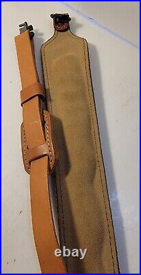 Pathfinder Cb373b Brown Leather Rifle Sling Inch Padded Embossed Beautiful Deer