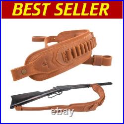 Premium Cowhide Leather Rifle Sling with Pouch & Handle Fits Common Calibers