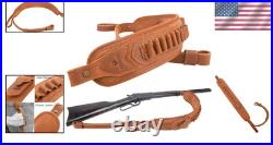 Premium Cowhide Leather Rifle Sling with Pouch & Handle Fits Common Calibers