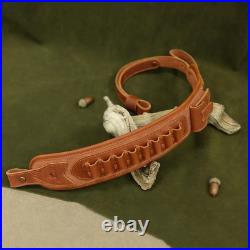 Premium Cowhide Leather Rifle Sling with Pouch & Handle Fits Common Calibers