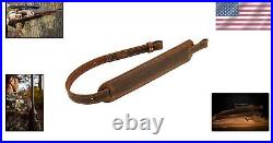 Premium Crazy Horse/Brown Leather Rifle Sling Adjustable & Durable Made in USA